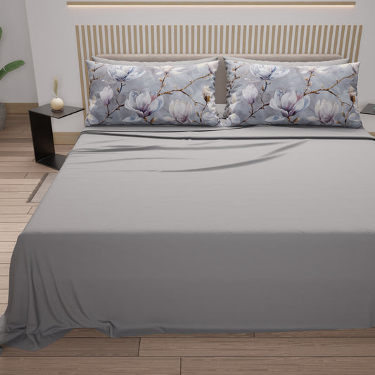 Lenzuola in Cotone, Completo Letto con Federe in Stampa Digitale Floreale 116