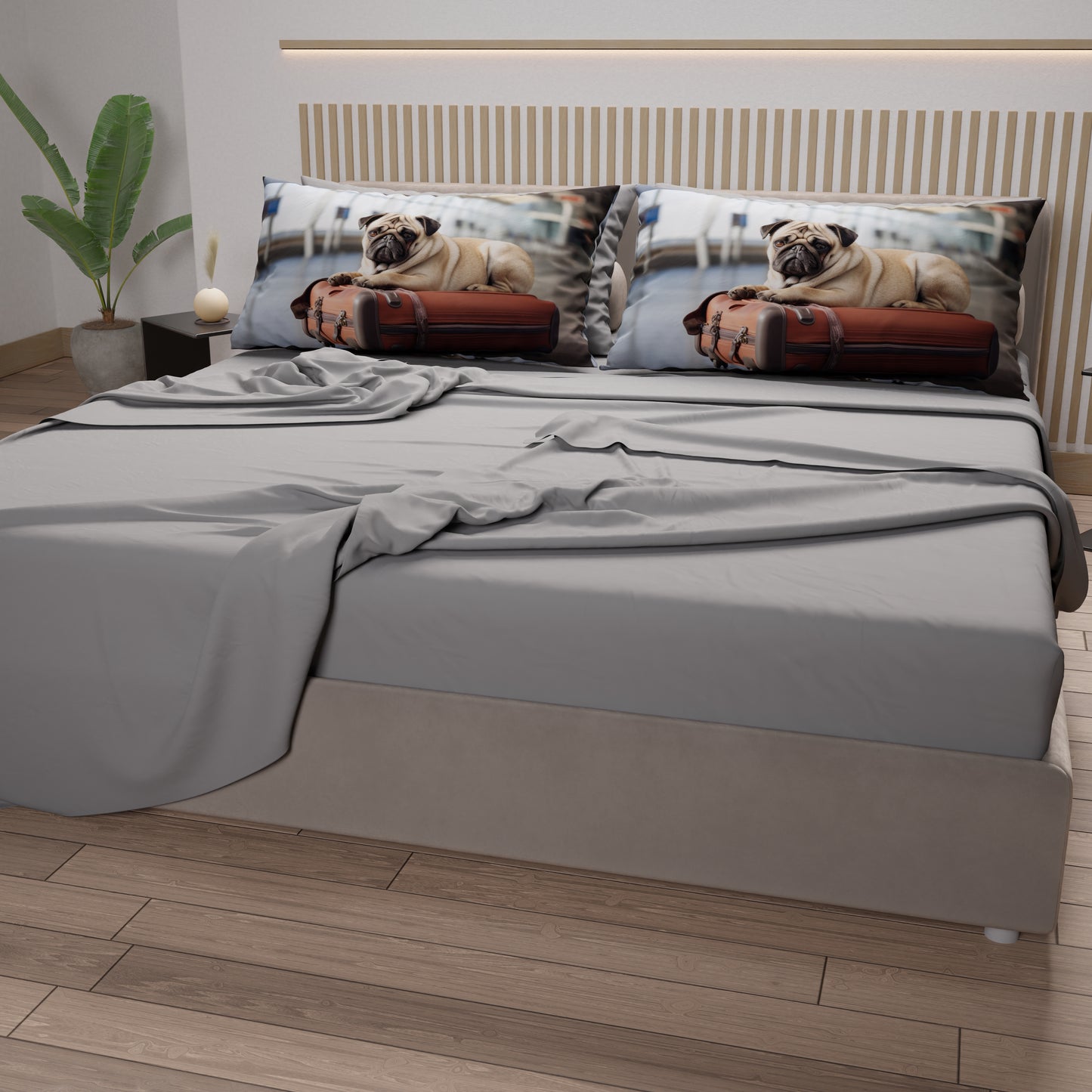 Lenzuola Animali in Cotone, Completo Letto con Federe in Stampa Digitale  Dog 15