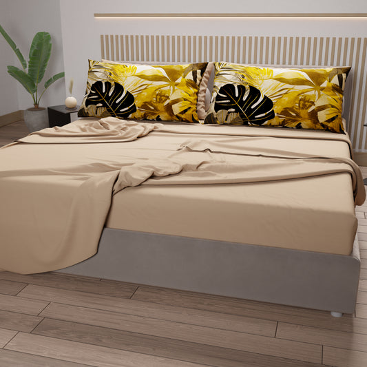 Draps en coton, parure de lit avec taies d'oreiller à impression numérique tropicale 102
