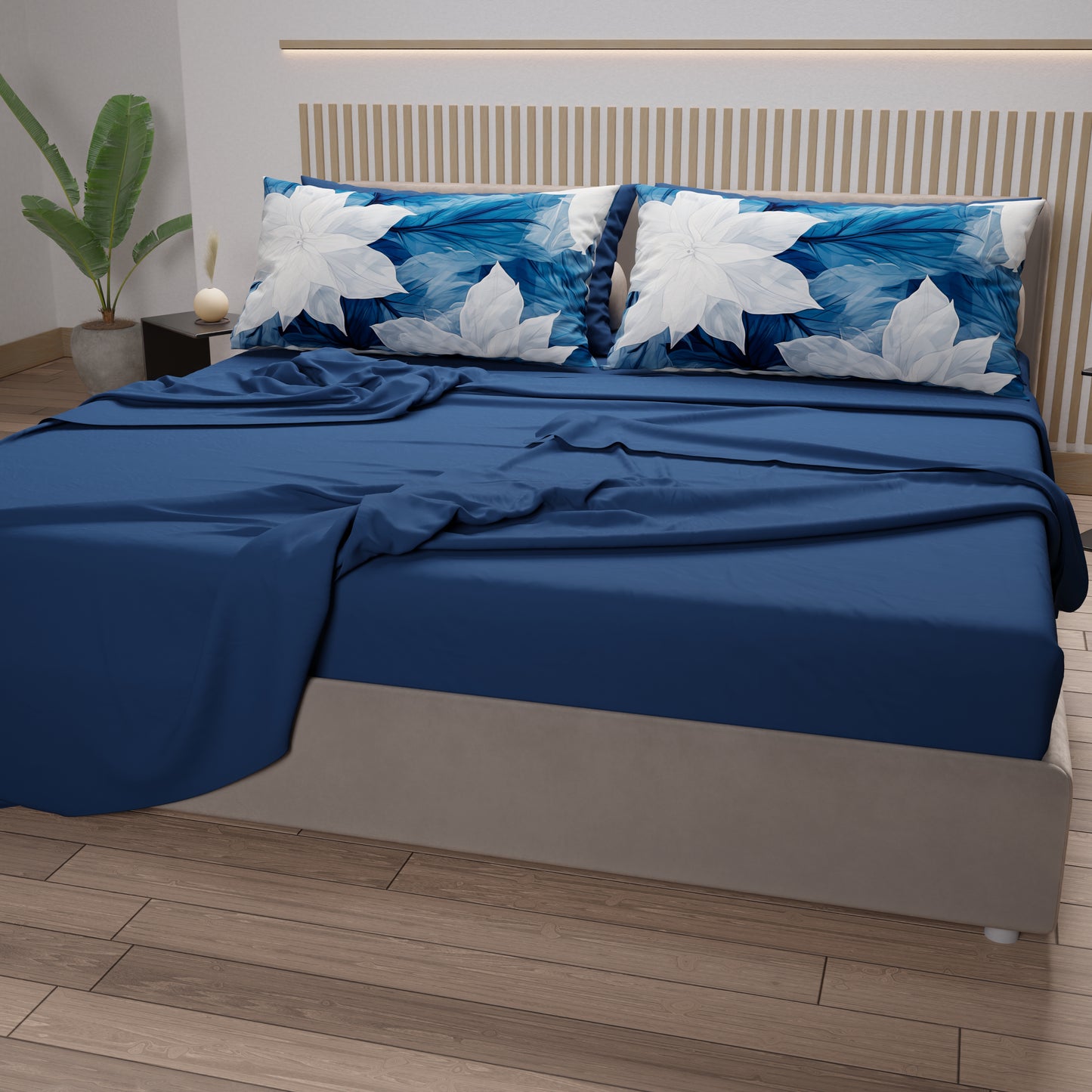 Lenzuola in Cotone, Completo Letto con Federe in Stampa Digitale Floreale 108