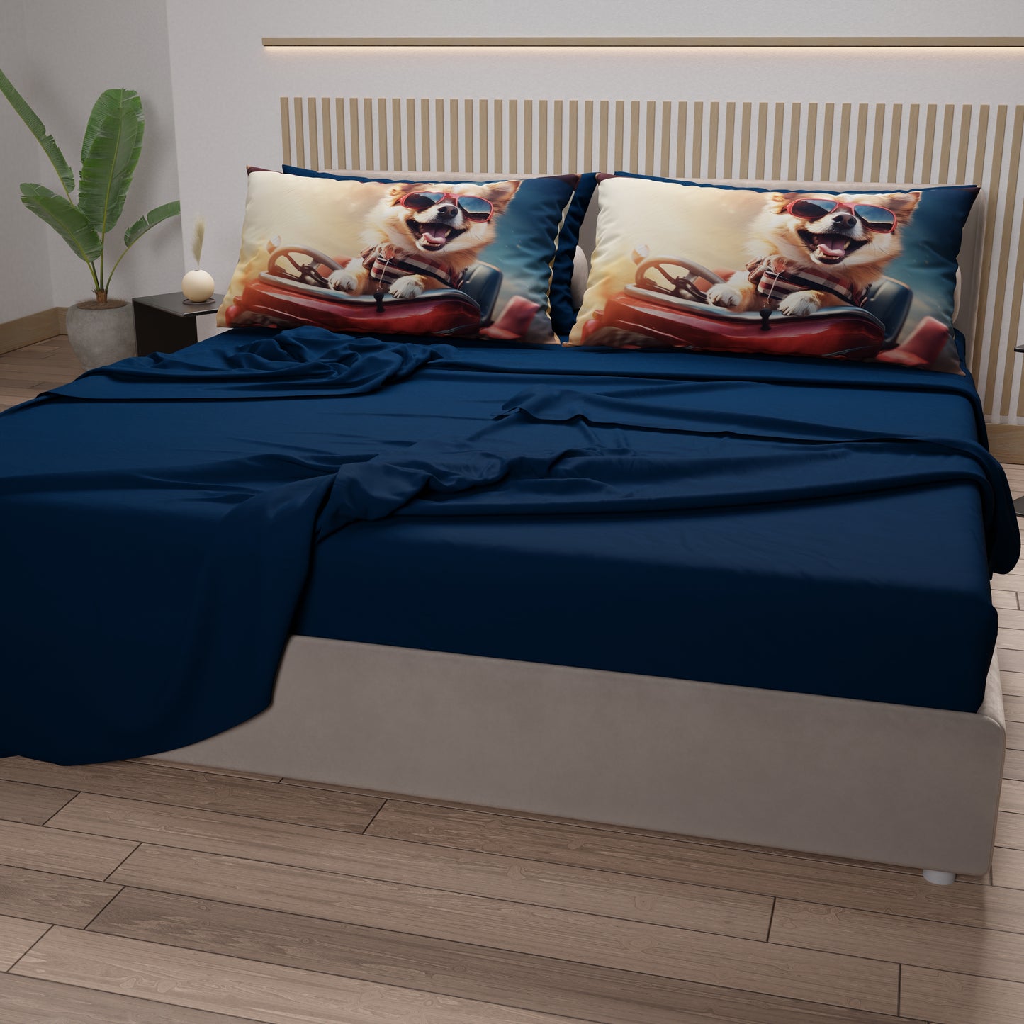 Lenzuola Animali in Cotone, Completo Letto con Federe in Stampa Digitale Dog 22