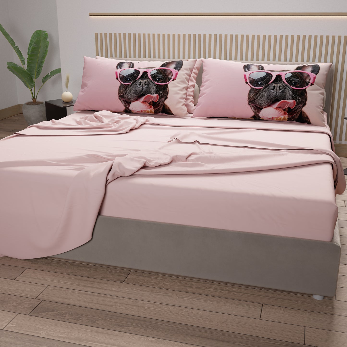 Lenzuola Animali in Cotone, Completo Letto con Federe in Stampa Digitale Dog 23