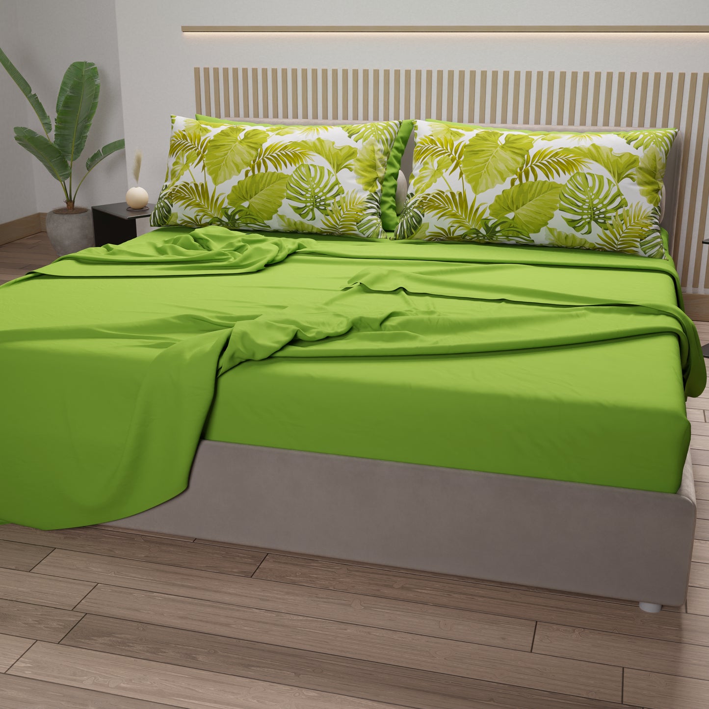 Lenzuola in Cotone, Completo Letto con Federe in Stampa Digitale Tropical 105