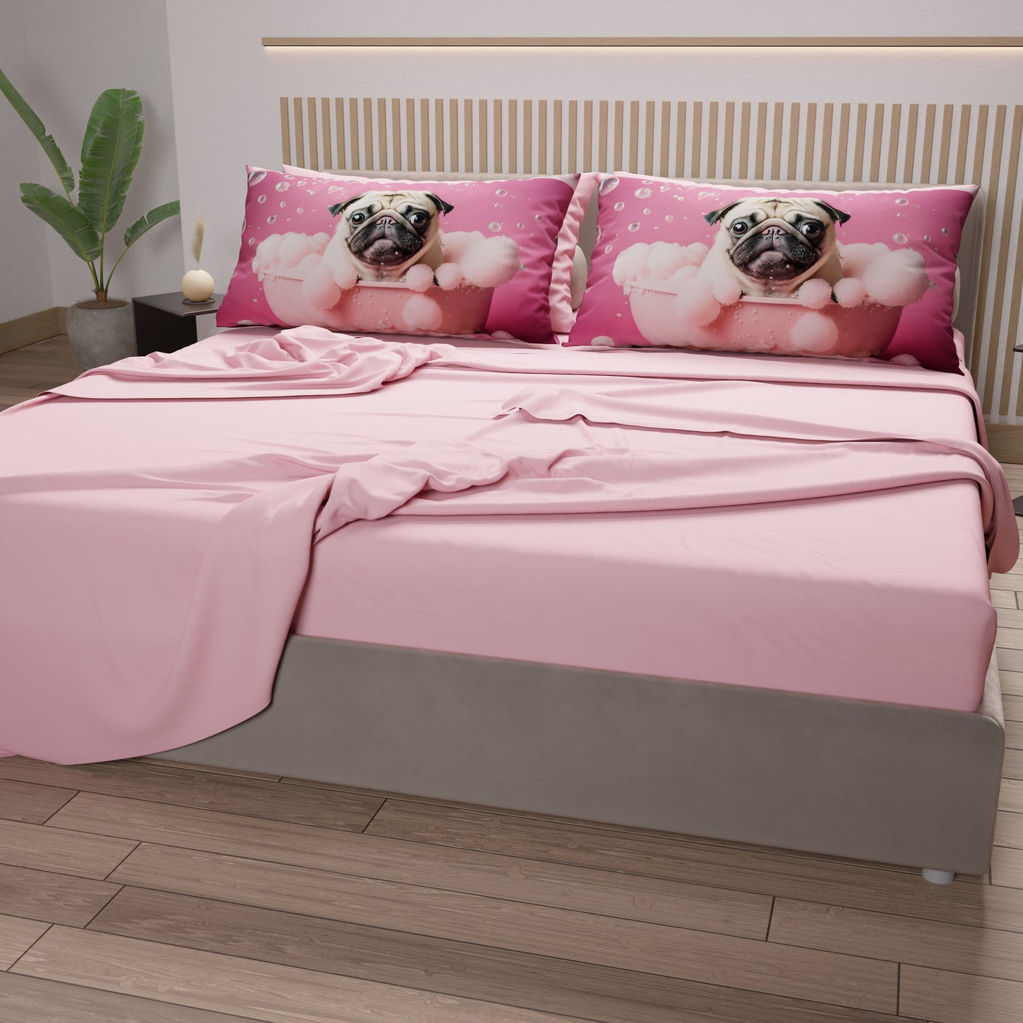 Lenzuola Animali in Cotone, Completo Letto con Federe in Stampa Digitale Dog 08