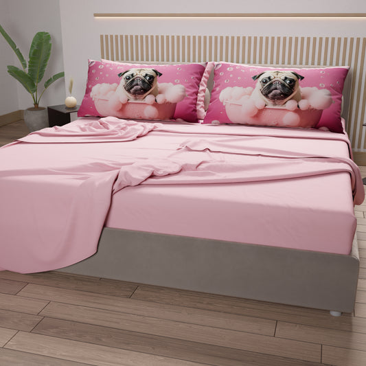 Draps Animaux en Coton, Parure de Lit avec Taies d'Oreiller en Impression Digitale Chiens 08