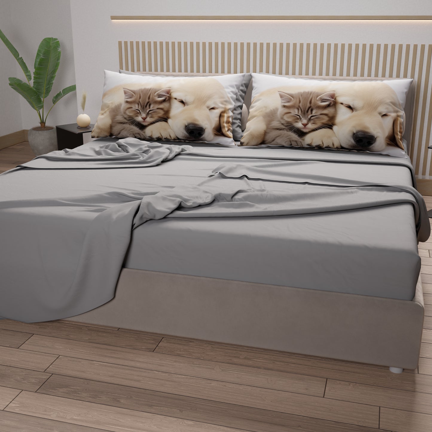 Lenzuola Animali in Cotone, Completo Letto con Federe in Stampa Digitale Friends 12