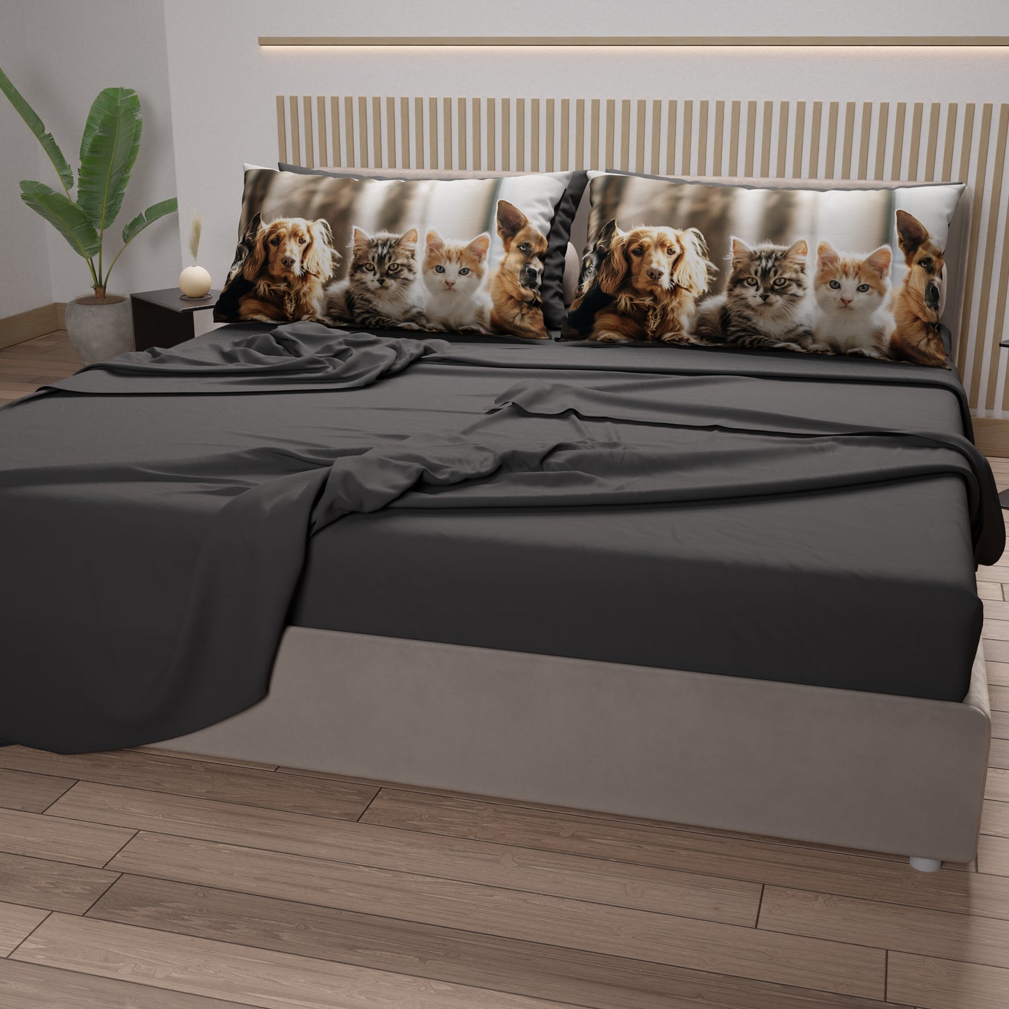 Lenzuola Animali in Cotone, Completo Letto con Federe in Stampa Digitale Friends 08