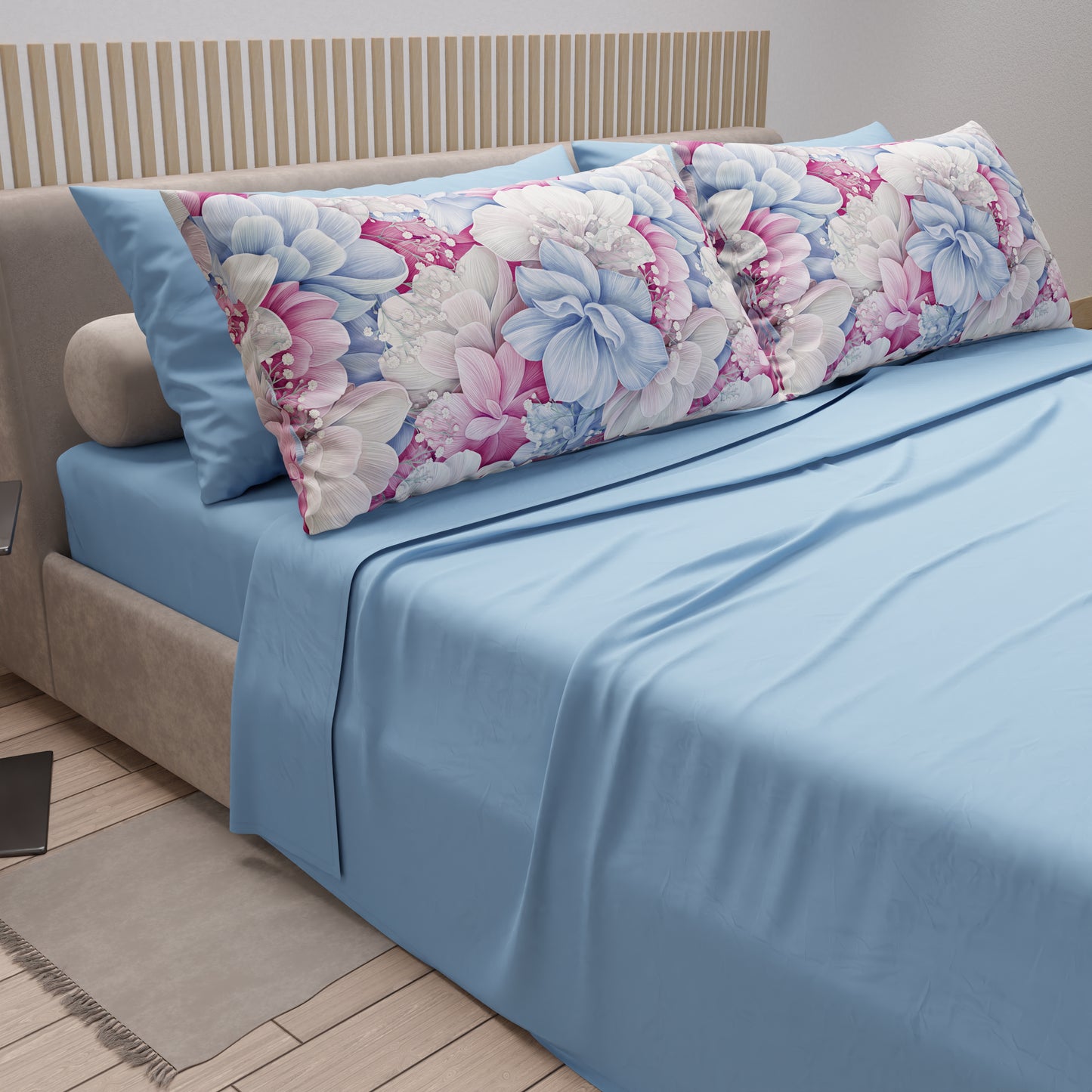 Lenzuola in Cotone, Completo Letto con Federe in Stampa Digitale Floreale 105