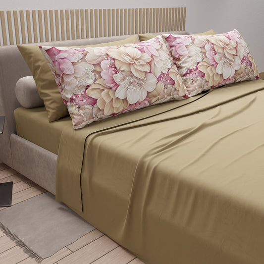 Lenzuola in Cotone, Completo Letto con Federe in Stampa Digitale Floreale 104