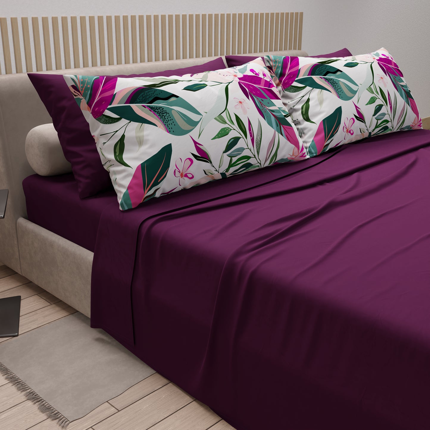 Lenzuola in Cotone, Completo Letto con Federe in Stampa Digitale Tropical 107