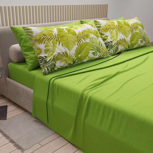 Lenzuola in Cotone, Completo Letto con Federe in Stampa Digitale Tropical 105