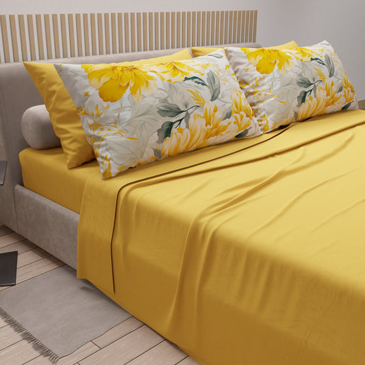 Lenzuola in Cotone, Completo Letto con Federe in Stampa Digitale Floreale 110