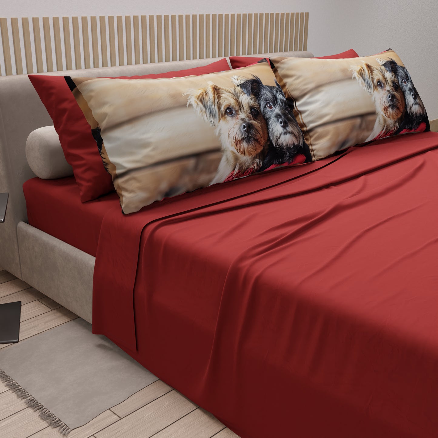 Lenzuola Animali in Cotone, Completo Letto con Federe in Stampa Digitale Dog 19