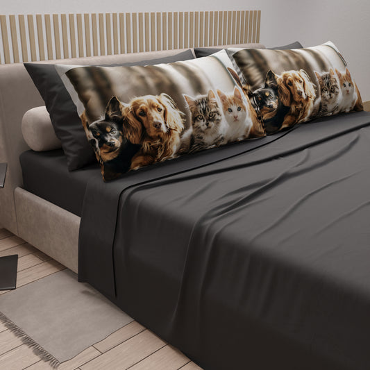 Lenzuola Animali in Cotone, Completo Letto con Federe in Stampa Digitale Friends 08