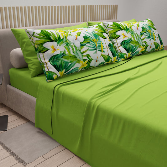 Lenzuola in Cotone, Completo Letto con Federe in Stampa Digitale Floreale 115