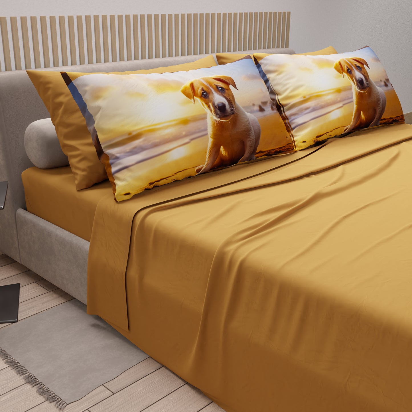 Lenzuola Animali in Cotone, Completo Letto con Federe in Stampa Digitale Dog 01