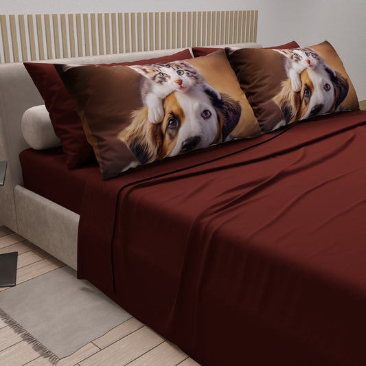 Lenzuola Animali in Cotone, Completo Letto con Federe in Stampa Digitale Friends 10