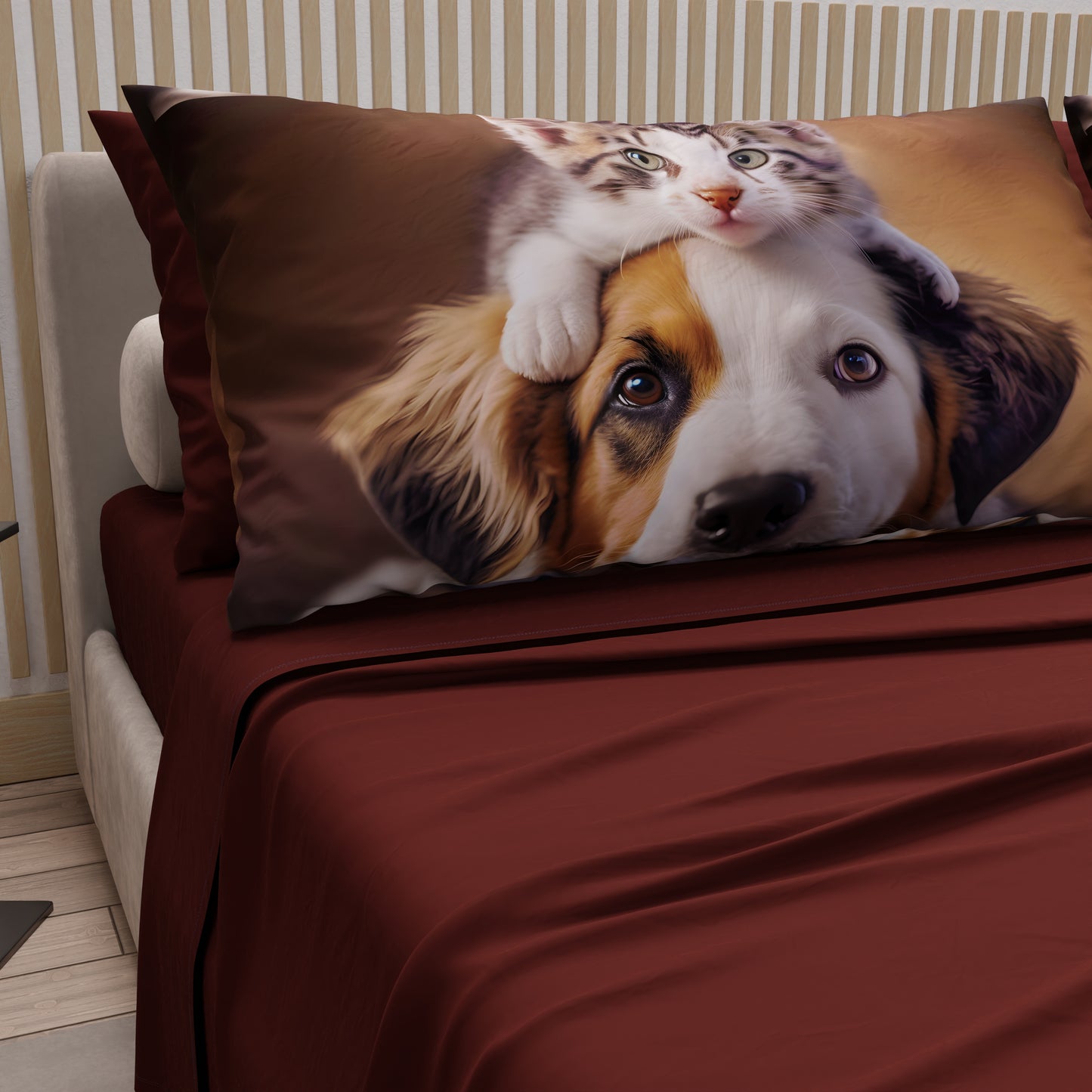 Lenzuola Animali in Cotone, Completo Letto con Federe in Stampa Digitale Friends 10