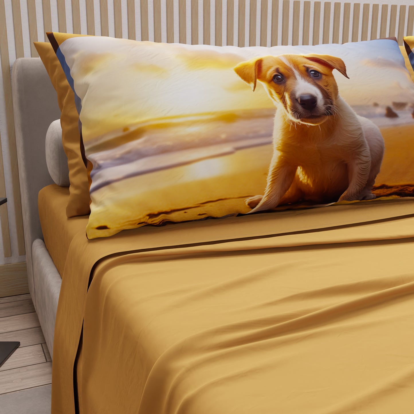 Lenzuola Animali in Cotone, Completo Letto con Federe in Stampa Digitale Dog 01