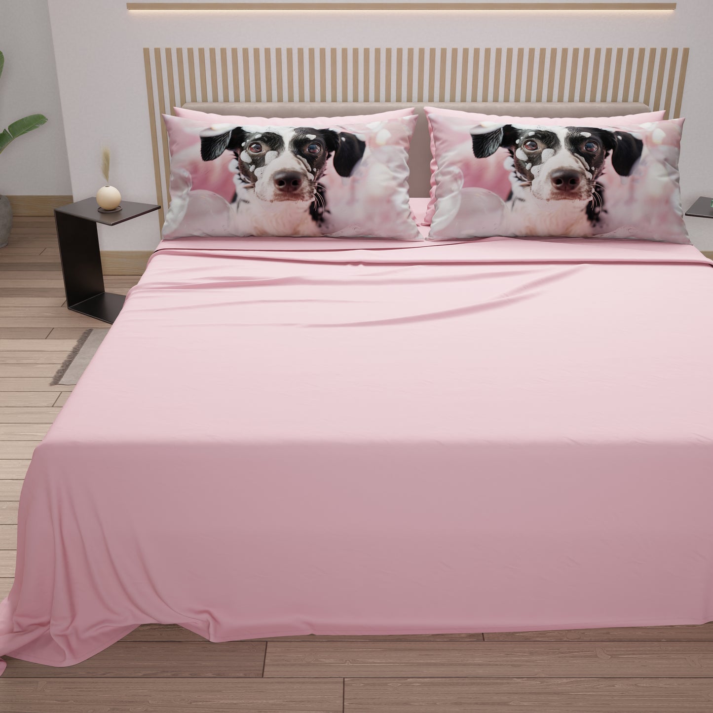 Lenzuola Animali in Cotone, Completo Letto con Federe in Stampa Digitale Dog 09