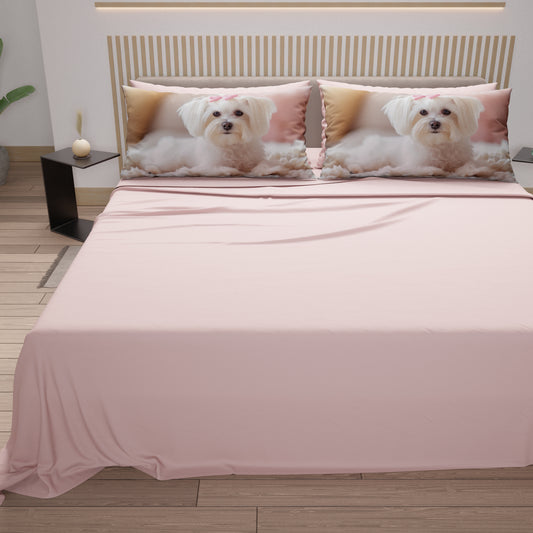 Draps Animaux en Coton, Parure de Lit avec Taies d'Oreiller en Impression Numérique Chien 12