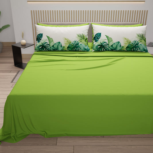 Draps en Coton, Parure de Lit avec Taies d'Oreiller en Impression Digitale Tropical 111