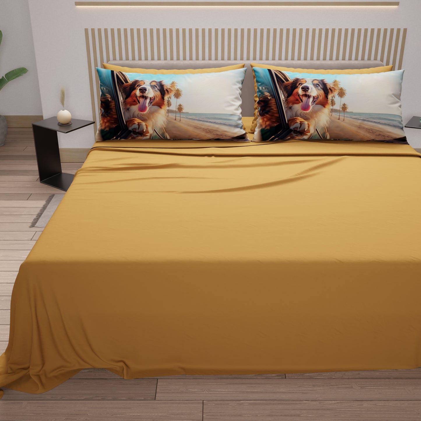 Lenzuola Animali in Cotone, Completo Letto con Federe in Stampa Digitale Dog 02