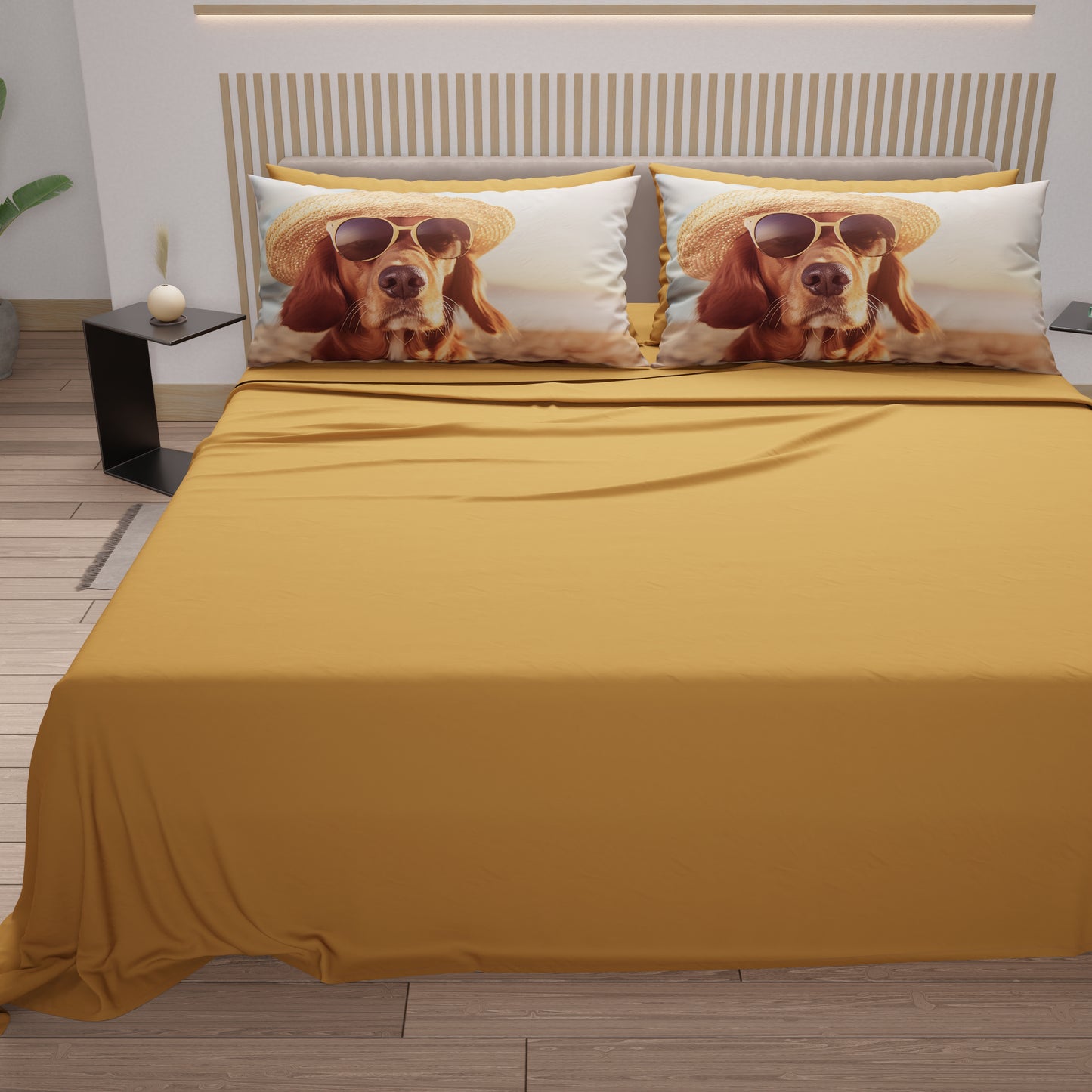 Lenzuola Animali in Cotone, Completo Letto con Federe in Stampa Digitale Dog 05