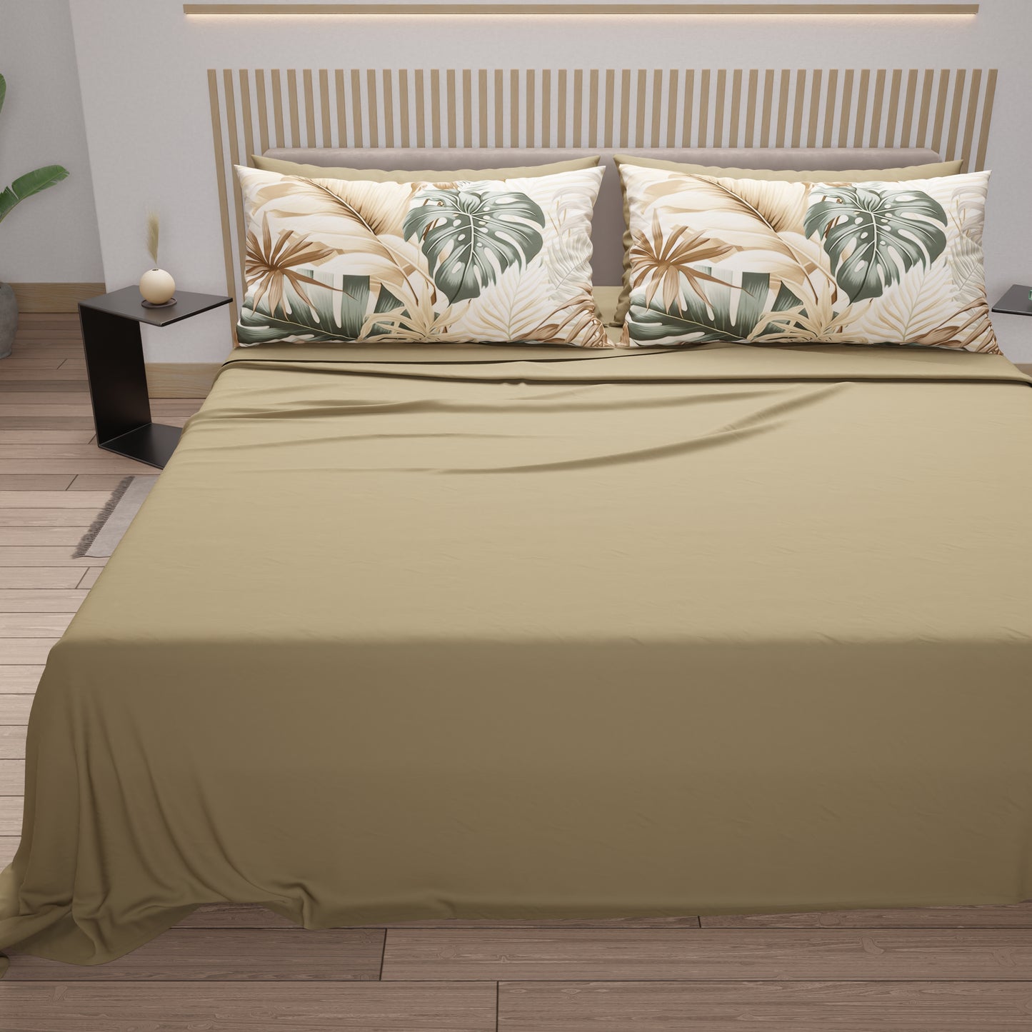 Lenzuola in Cotone, Completo Letto con Federe in Stampa Digitale Tropical 101