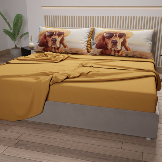 Lenzuola Animali in Cotone, Completo Letto con Federe in Stampa Digitale Dog 05
