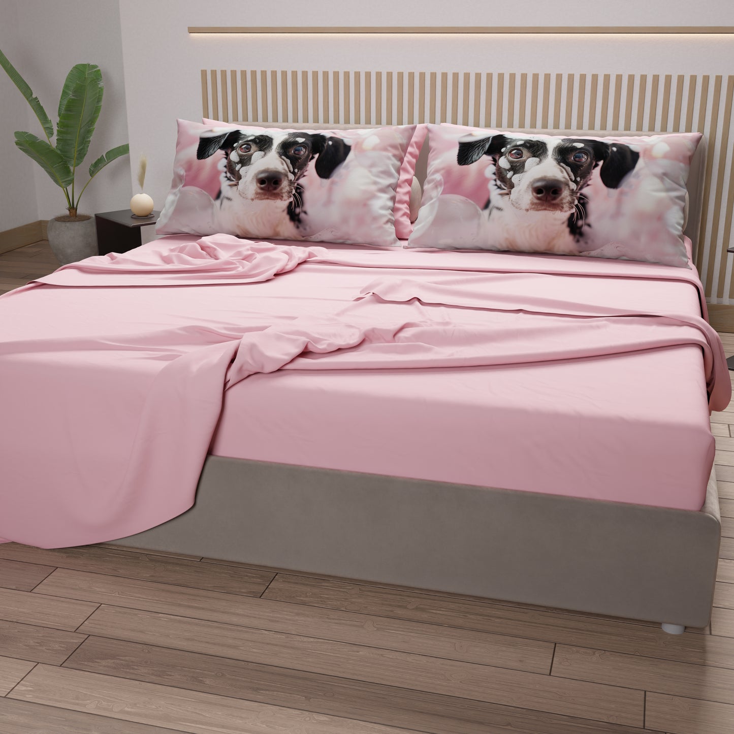 Lenzuola Animali in Cotone, Completo Letto con Federe in Stampa Digitale Dog 09