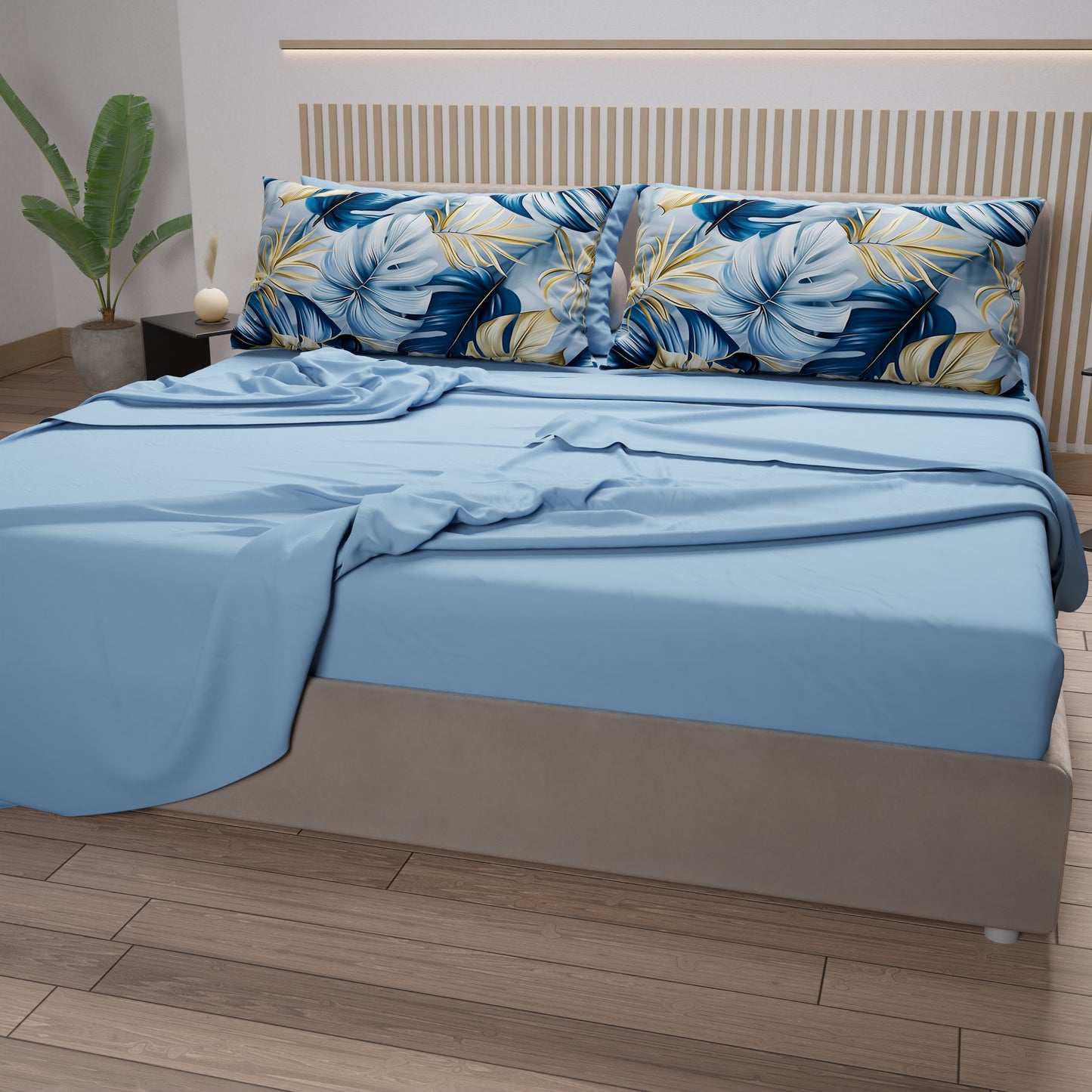 Lenzuola in Cotone, Completo Letto con Federe in Stampa Digitale Tropical 110