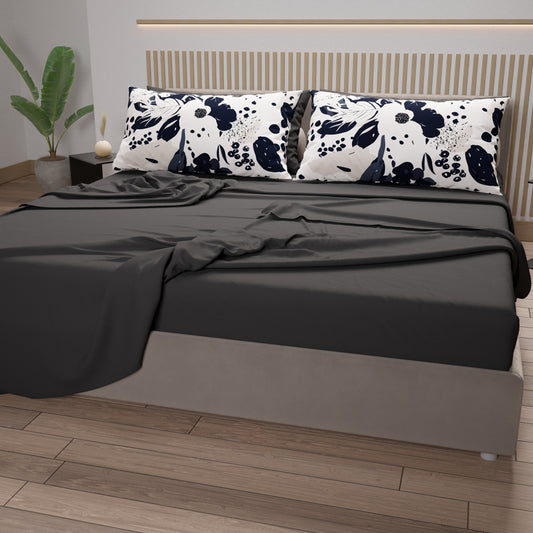 Draps en coton, parure de lit avec taies d'oreiller à impression numérique florale 111