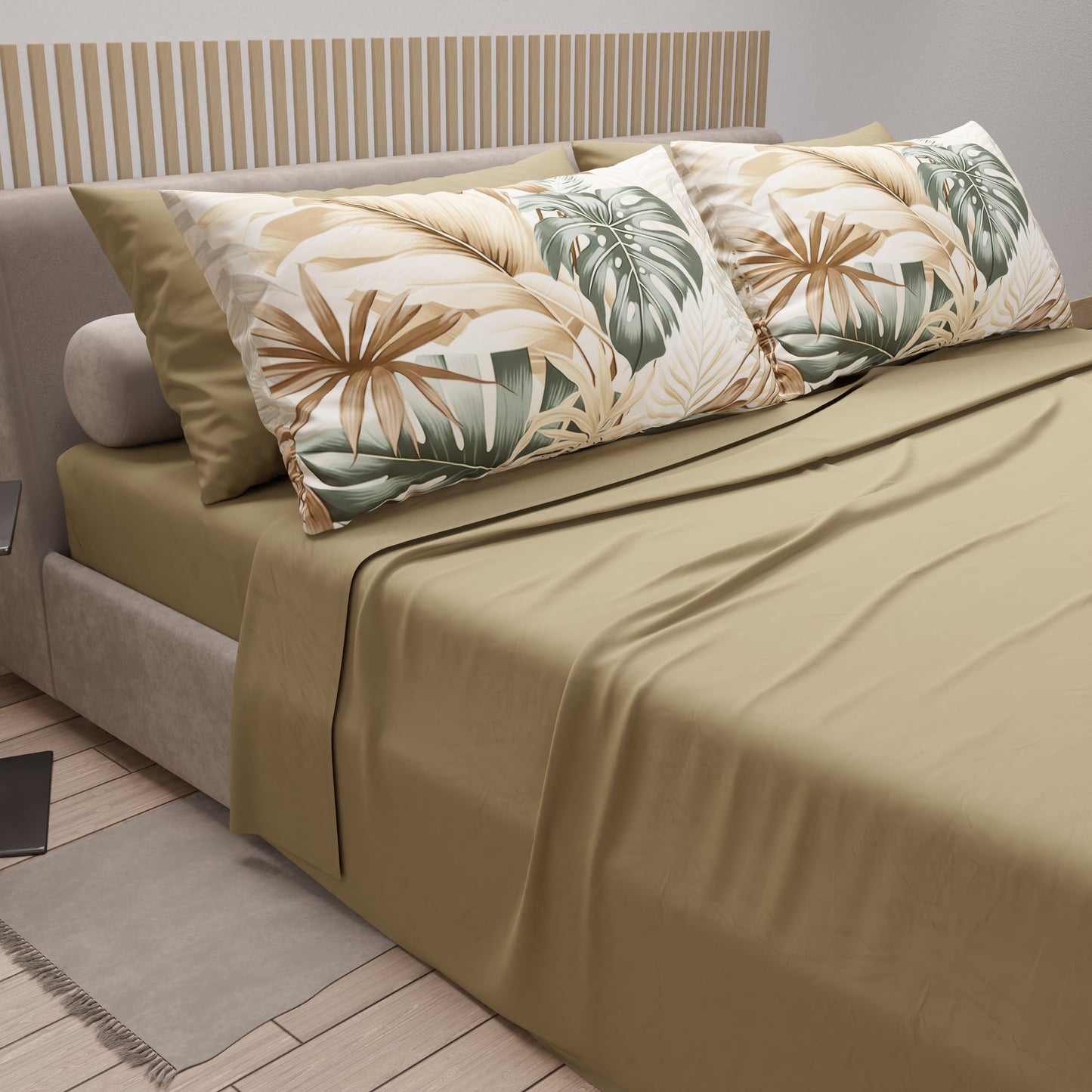 Lenzuola in Cotone, Completo Letto con Federe in Stampa Digitale Tropical 101