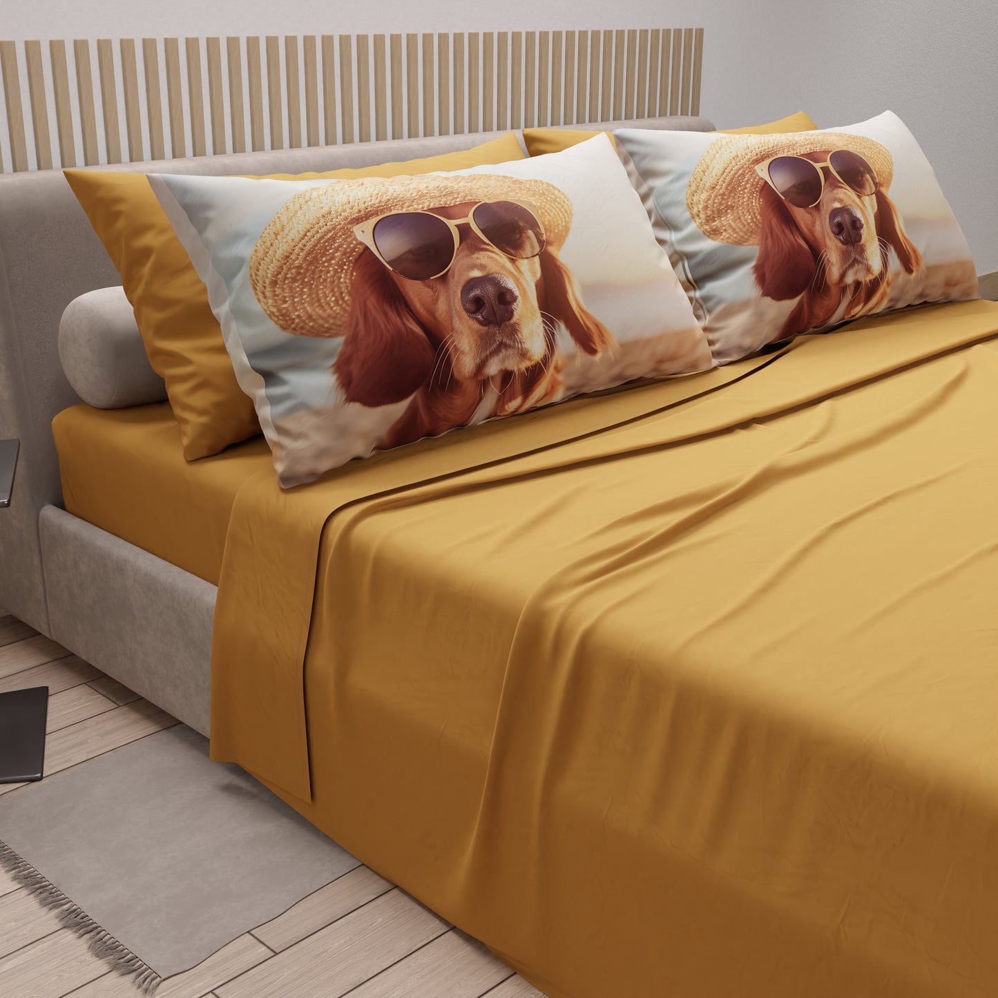 Lenzuola Animali in Cotone, Completo Letto con Federe in Stampa Digitale Dog 05