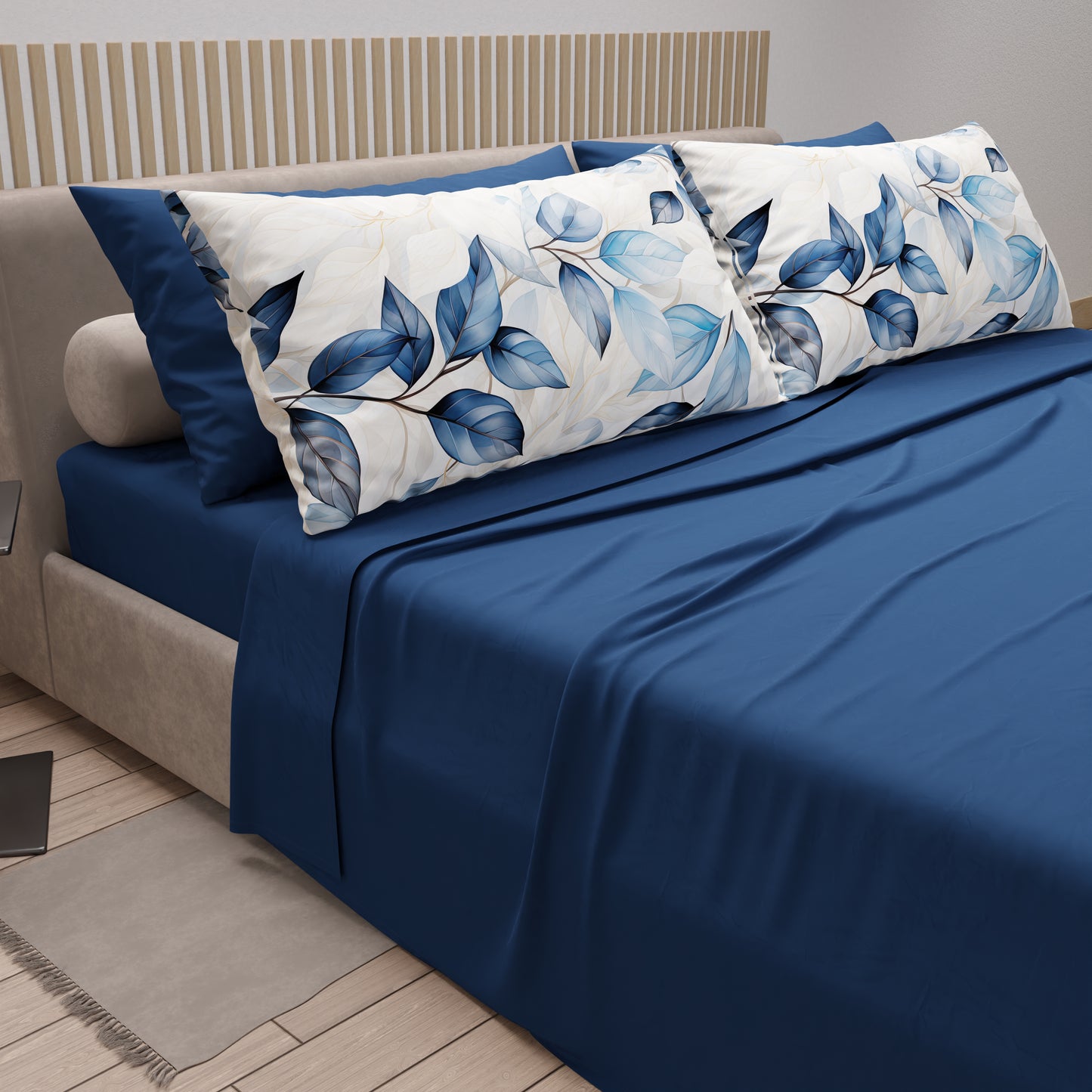 Lenzuola in Cotone, Completo Letto con Federe in Stampa Digitale Floreale 109