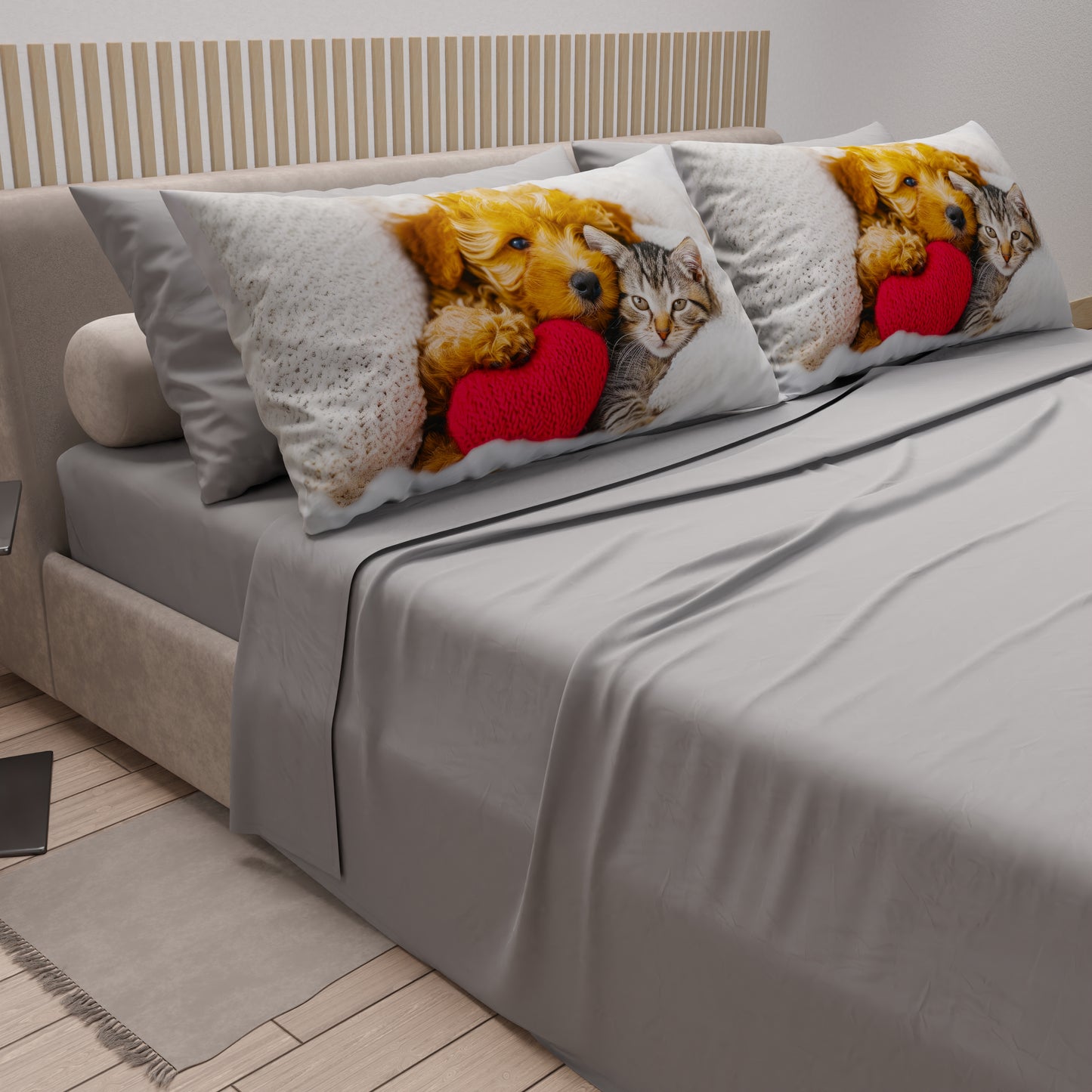 Lenzuola Animali in Cotone, Completo Letto con Federe in Stampa Digitale Friends 03