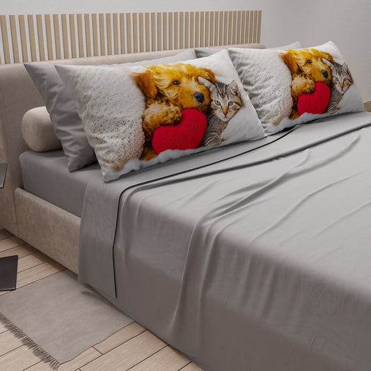 Lenzuola Animali in Cotone, Completo Letto con Federe in Stampa Digitale Friends 03