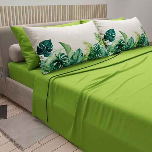 Lenzuola in Cotone, Completo Letto con Federe in Stampa Digitale Tropical 111