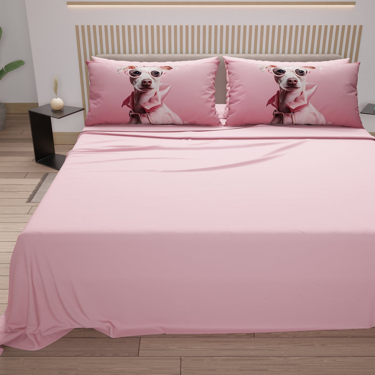 Lenzuola Animali in Cotone, Completo Letto con Federe in Stampa Digitale Dog 10