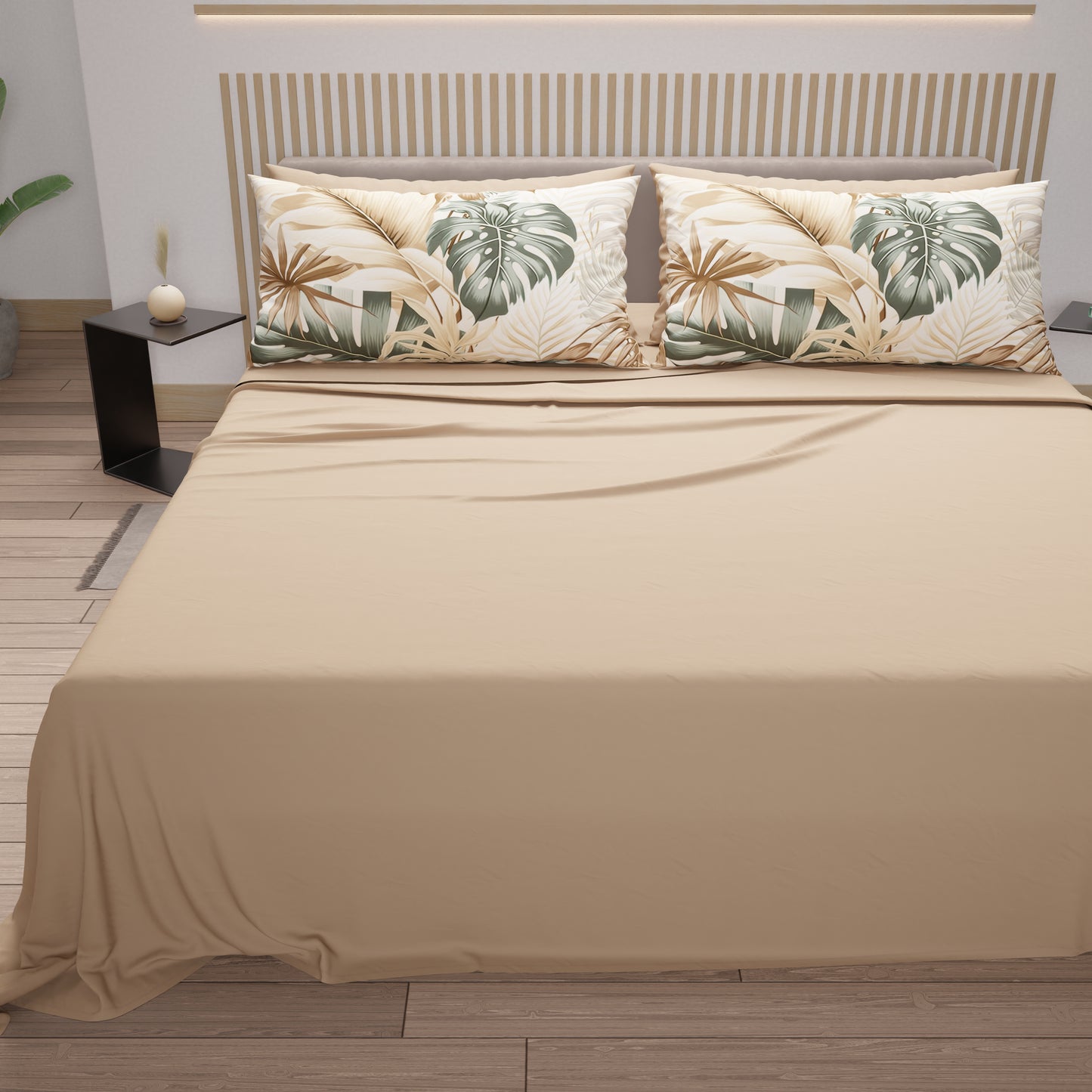 Lenzuola in Cotone, Completo Letto con Federe in Stampa Digitale Tropical 101