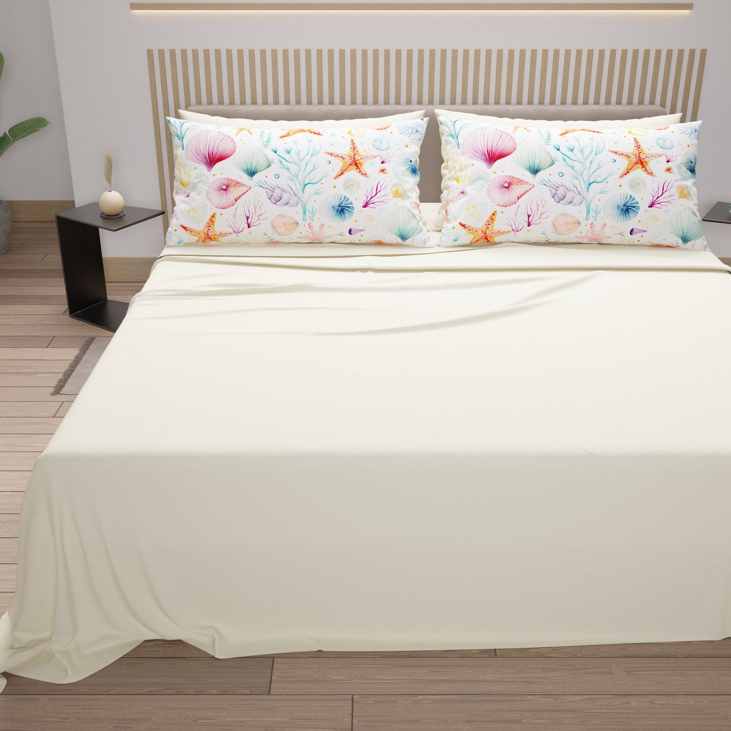 Lenzuola in Cotone, Completo Letto con Federe in Stampa Digitale Marino 102