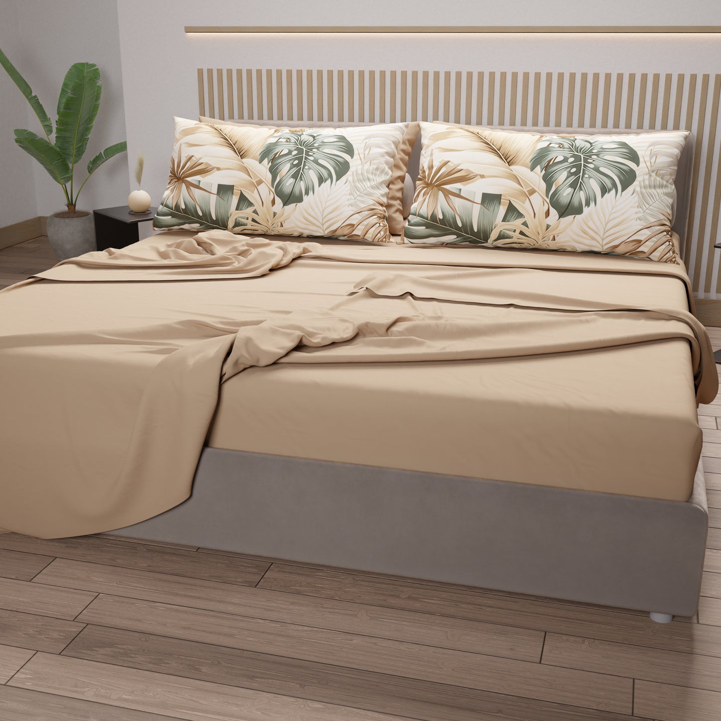 Lenzuola in Cotone, Completo Letto con Federe in Stampa Digitale Tropical 101