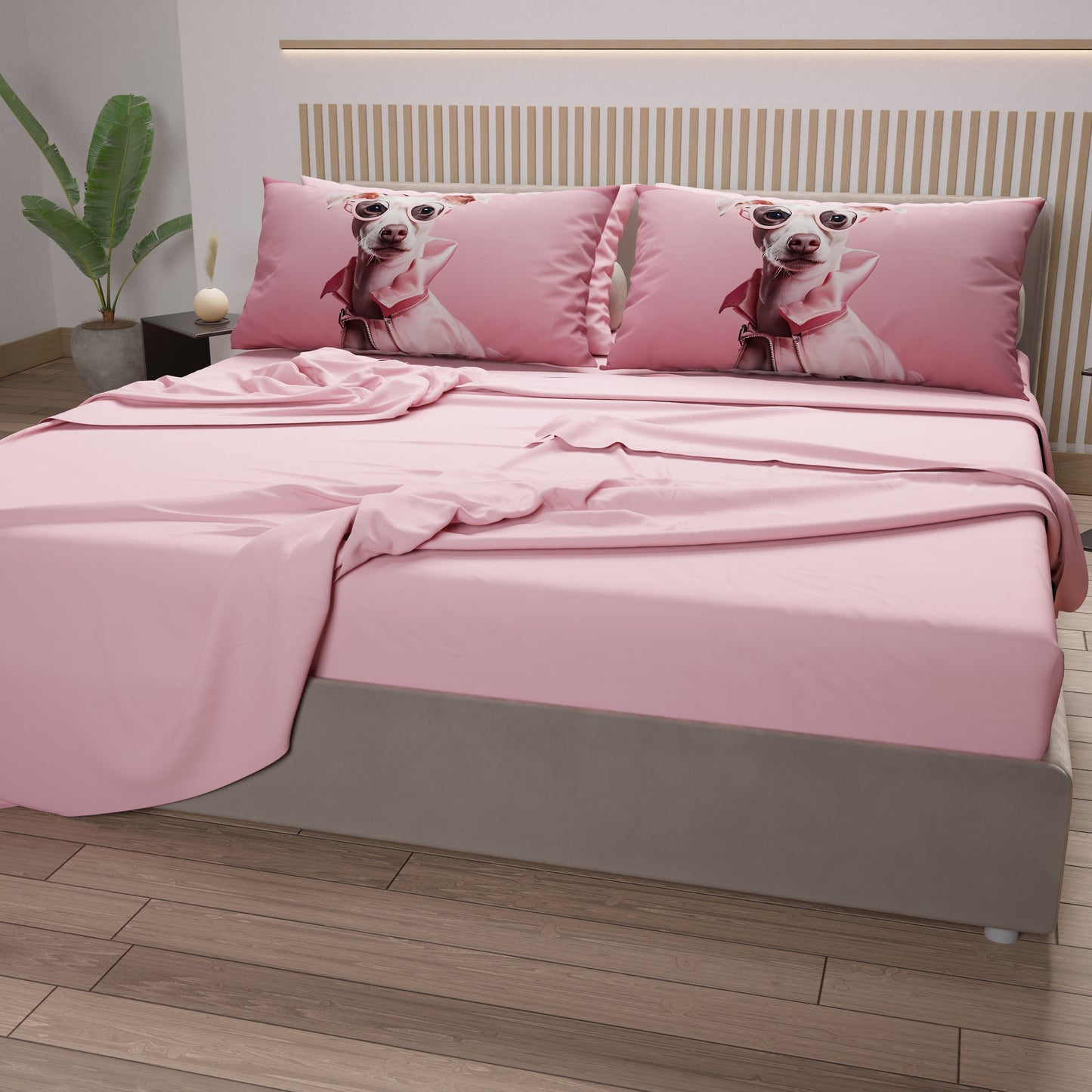 Lenzuola Animali in Cotone, Completo Letto con Federe in Stampa Digitale Dog 10