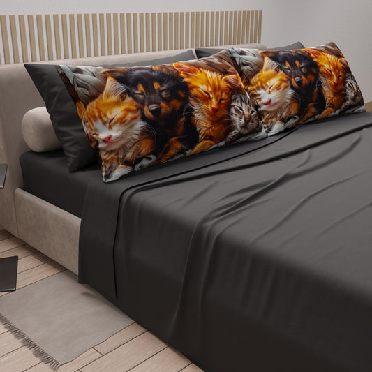 Lenzuola Animali in Cotone, Completo Letto con Federe in Stampa Digitale Friends 06