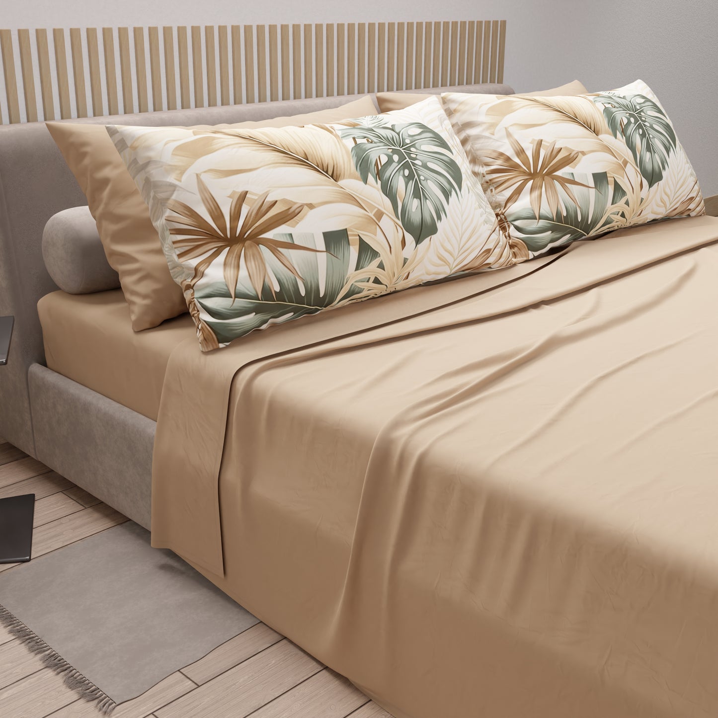 Lenzuola in Cotone, Completo Letto con Federe in Stampa Digitale Tropical 101