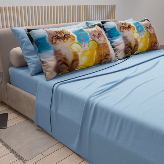 Lenzuola Animali in Cotone, Completo Letto con Federe in Stampa Digitale  Cats 02