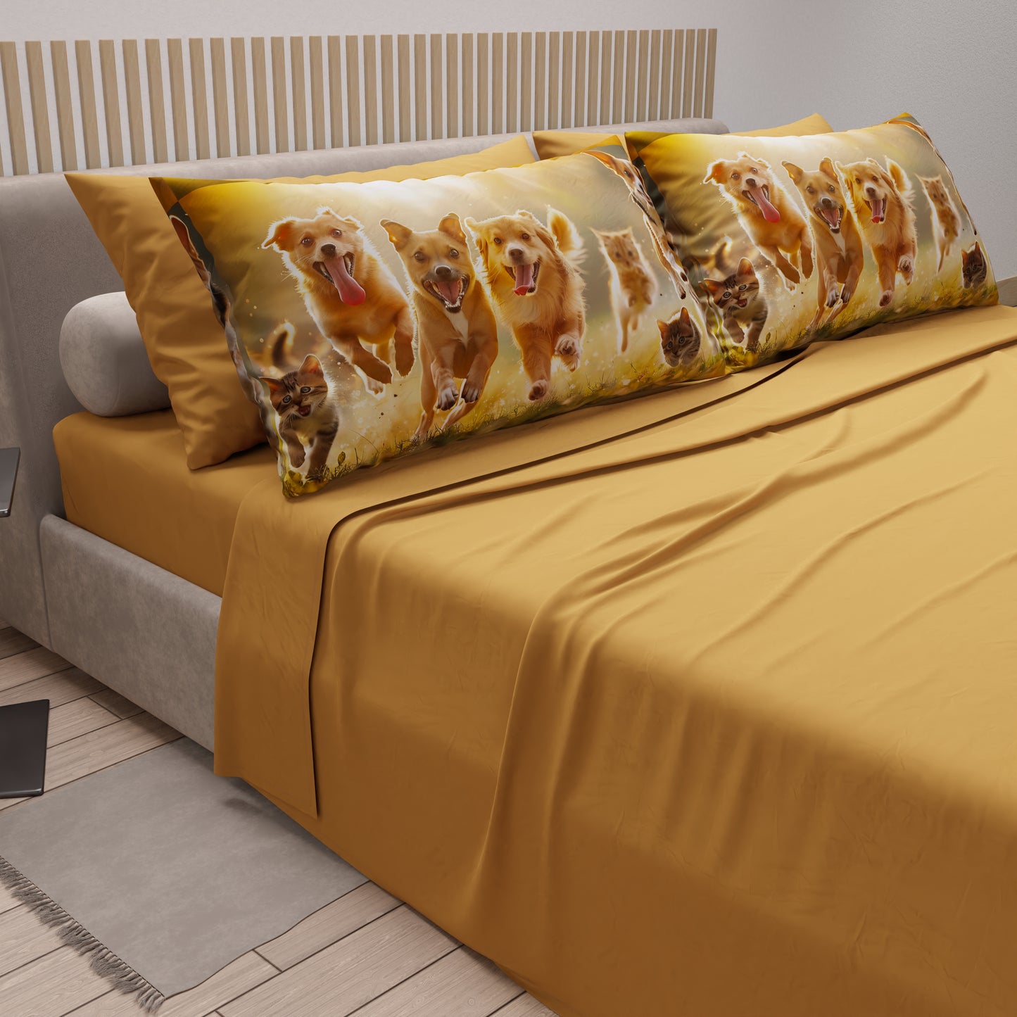 Lenzuola Animali in Cotone, Completo Letto con Federe in Stampa Digitale Friends 05