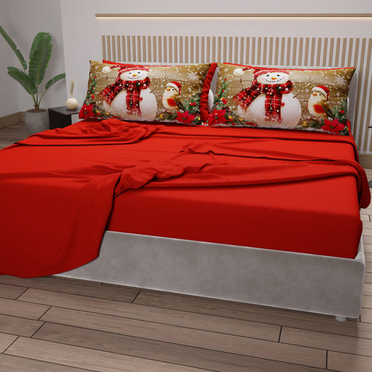 Draps de Noël en Coton, Parure de Lit avec Taies d'Oreiller en Impression Numérique 25 Xmas 10