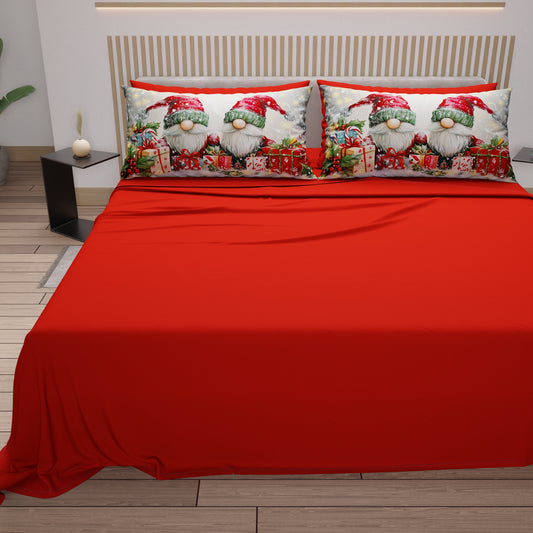 Draps de Noël en Coton, Parure de Lit avec Taies d'Oreiller en Impression Numérique 25 Xmas 11